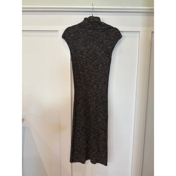 Max Studio Sleeveless Heather Gray/Black Long Knit Turtleneck Sweater Dress, S - Picture 5 of 5